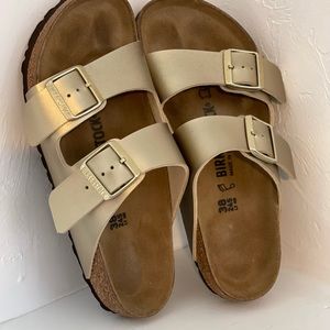 Brand new Birkenstock’s. Gold color. Size 38, regular (not narrow).
